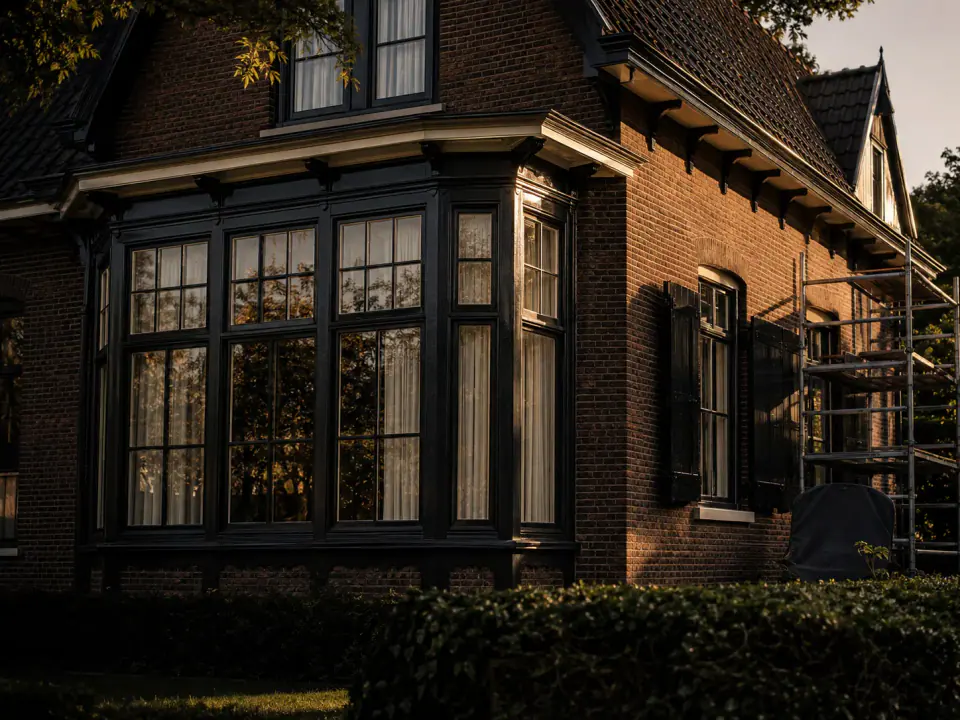 Goed onderhouden Nederlandse woning met houten kozijnen